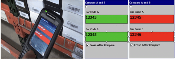 Golden Barcode Comparison Checker showing in use